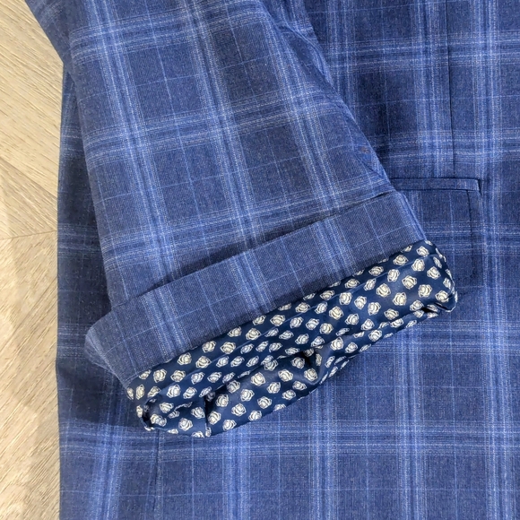 Oak Hill Men's Sport Coat Blazer Size 2XL Blue Tartan Pattern with Extra Buttons - Picture 5 of 13